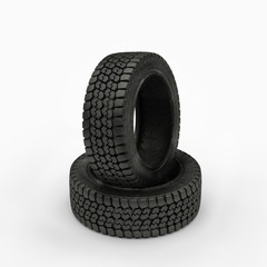 Car tires on white background 3d illustration