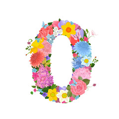 Postcard with figure from lovely flowers of daffodils, roses, tu