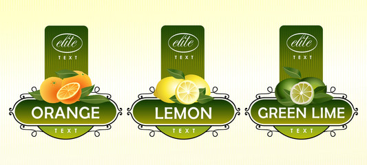 Fruits. Orange, lemon, green lime
