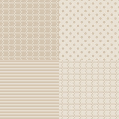 Set of 4 seamless vector backgrounds with geometric shapes.
