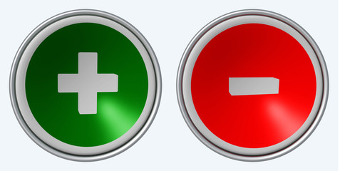 Fototapeta premium plus minus green red, 3d buttons