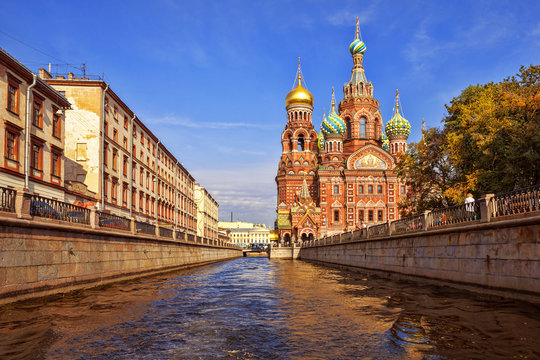 The Church of the Savior on Spilled Blood, one of the main sights of St. Petersburg, Russia.