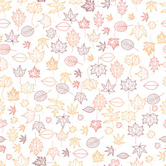 Seamless pattern with colorful autumn leaves.