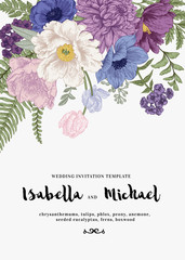 Wedding invitations with summer flowers.