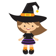 Halloween witch vector cartoon illustration