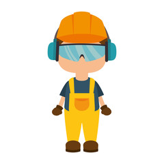 Fototapeta na wymiar avatar worker wearing industrial security protection equipment. vector illustration