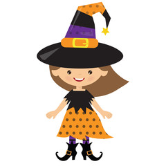 Halloween witch vector cartoon illustration