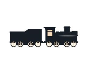 old train rail transport vehicle silhouette vector illustration