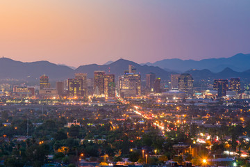 Top view of downtown Phoenix Arizona - obrazy, fototapety, plakaty