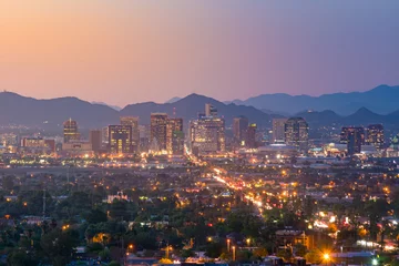 Fototapete Rund Blick von oben auf die Innenstadt von Phoenix Arizona © f11photo