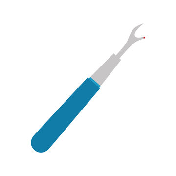seam ripper. small tool blue handle vector illustration