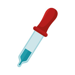 dropper chemistry instrument. chemical tool with red handle. vector illustration