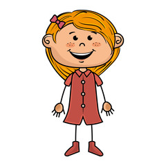 Fototapeta premium girl kid cartoon smiling wearing pink dress vector illustration