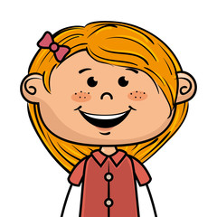 girl kid cartoon smiling wearing pink dress vector illustration