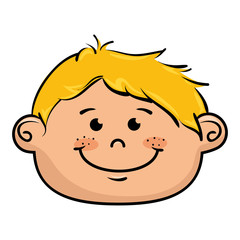 boy smiling cartoon happy face child kid  vector illustration