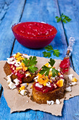 Open sandwich with beetroot