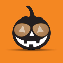 Happy halloween with pumpkin and sunglass