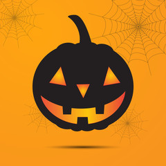 Happy halloween with pumpkin and spider webs