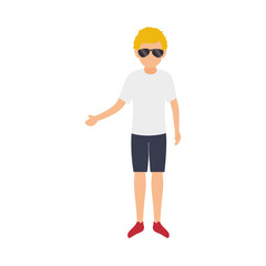 avatar man wearing summer clothes and sunglasses cartoon. vector illustration