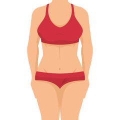 Fototapeta na wymiar avatar body woman girl wearing red swimsuit vector illustration