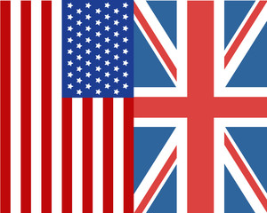 British and American flags. Vector illustration.