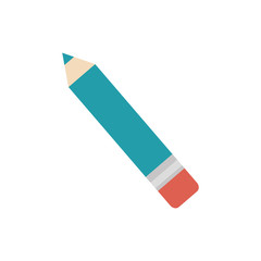 blue color pencil with eraser. writing and drawing object. vector illustration
