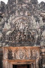 Vishnu statues carved reliefs on the walls of sandstone, angkor