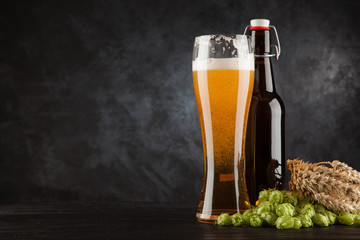 Beer glass on dark background