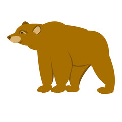 Naklejka na ściany i meble Bear goes vector illustration isolated cartoon brown
