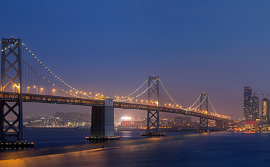 Fototapeta na wymiar Twilight Shot of Bay Bridge