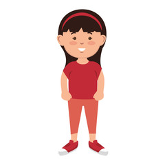 avatar little girl smiling and wearing casual clothes. kid cartoon. vector illustration