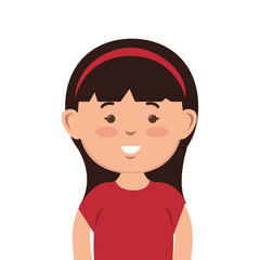 avatar little girl smiling and wearing casual clothes. kid cartoon. vector illustration