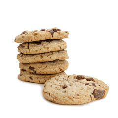 Chocolate chip cookies isolated on white background