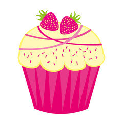 delicious cupcake sweet pastry vector illustration design