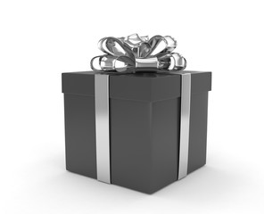 gift box with bows isolated on white. 3d rendering.