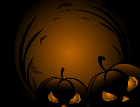 Halloween pumpkin with leafs holiday background