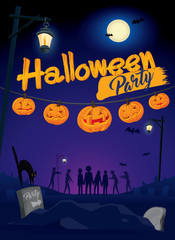 Halloween party invitation poster background. Vector illustration