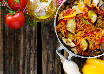 Stewed summer vegetables ratatouille style