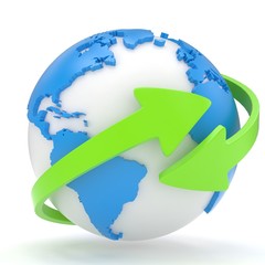 Fototapeta premium Arrows and Earth globe. 3d render