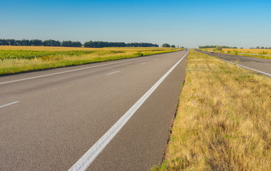 Morning landscape with high-way near Depr city in central Ukraine