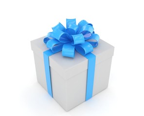 gift box with bows isolated on white. 3d rendering.