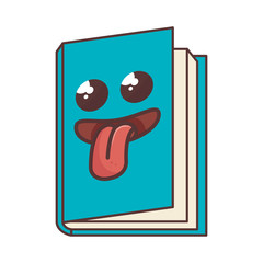book  with happy face expression in blue cover. cartoon kawaii .vector illustration