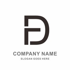 Obraz premium Monogram Letter F & D Minimalist Line Vector Logo Design Template
