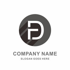 Obraz premium Monogram Letter F & D Circle Shadow Vector Logo Design Template
