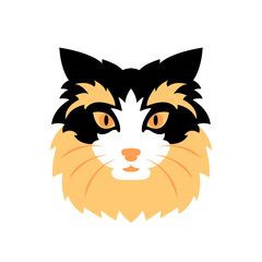 Cat head face vector illustration style Flat