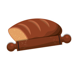 Bread and rolling pin icon. Bakery food and shop theme. Isolated design. Vector illustration