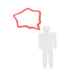 3d man with talk bubbles isolated over a white background. 3d rendering.
