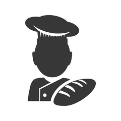 Chef and bread icon. Bakery food and shop theme. Isolated design. Vector illustration