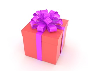 gift box with bows isolated on white. 3d rendering.