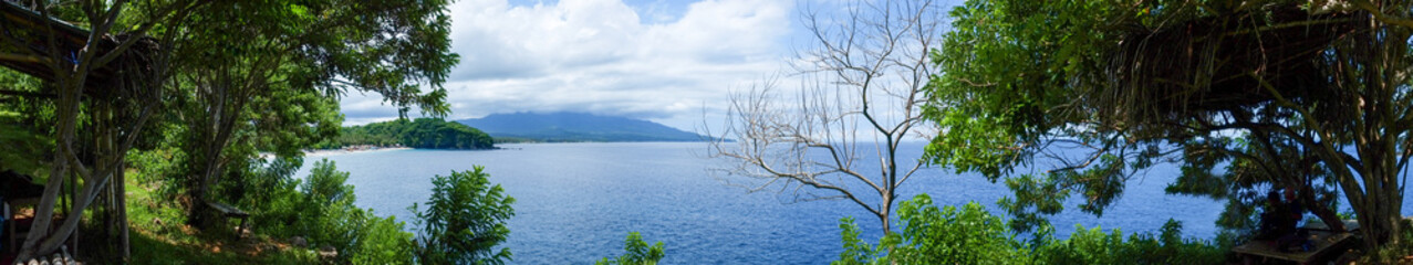 Panorama Beach scenery great view at eastern of Bali Asah Hill. Located in Bugbug village Karangasem Bali.